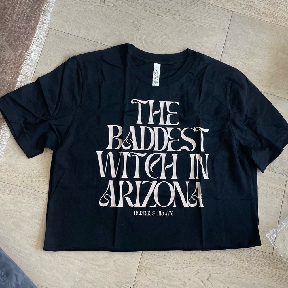 NWT Halloween T-shirt Womens Baddest Witch in Arizona Black Tee Mom Medium